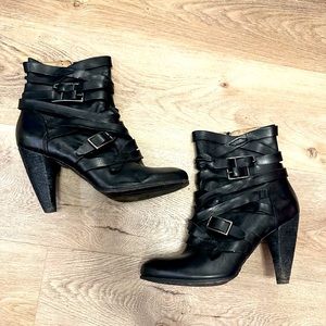 Frye Black Leather Ankle Boots shoes Mikaela Strappy boots size 9.5